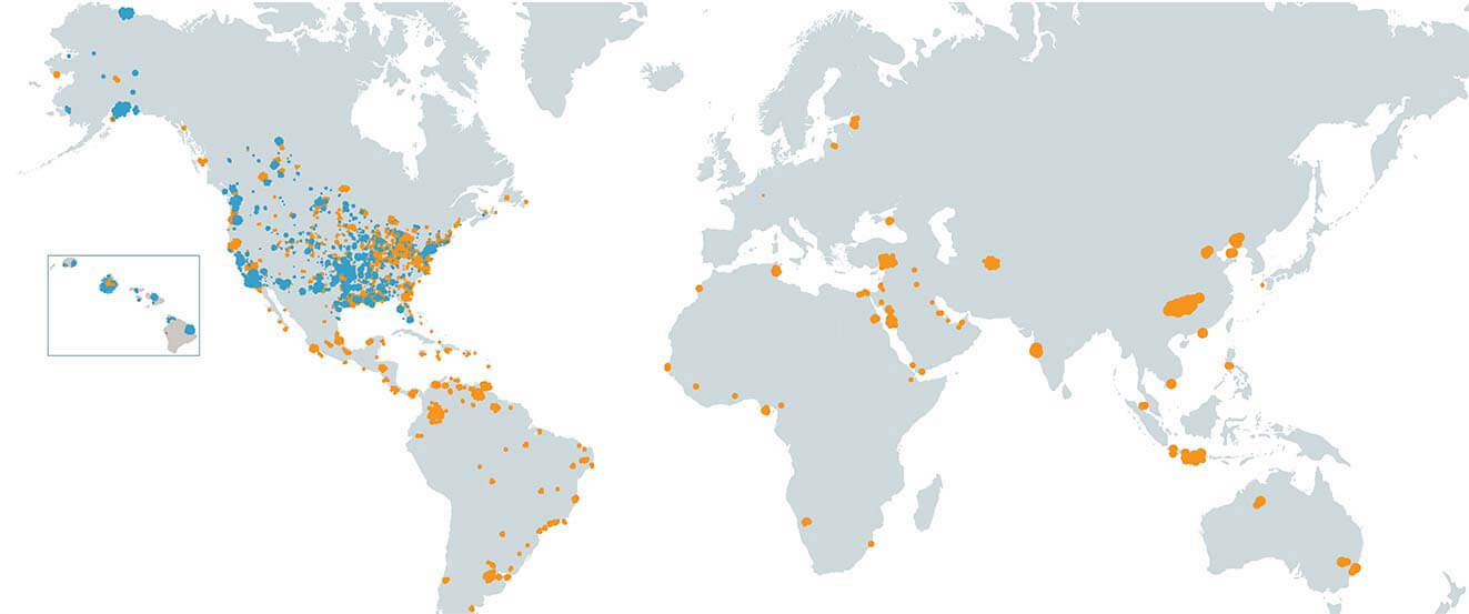  locations world map